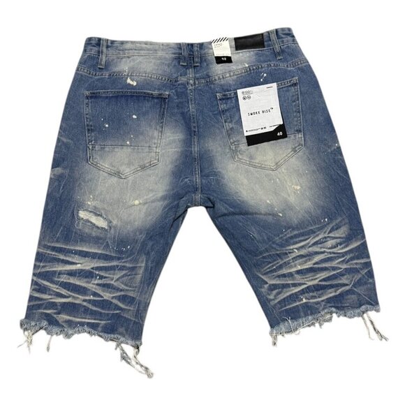 NWT SMOKE RISE Distressed Summer Streetwear Denim Jean Shorts Jorts Mens XL - Picture 2 of 7